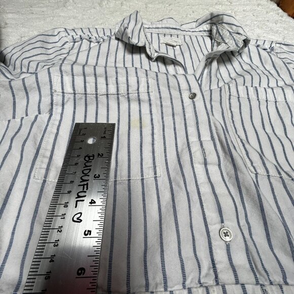 CASLON Women's White/Blue Striped Popover Shift Dress Small 3/4 Sleeve Casual - Picture 7 of 8